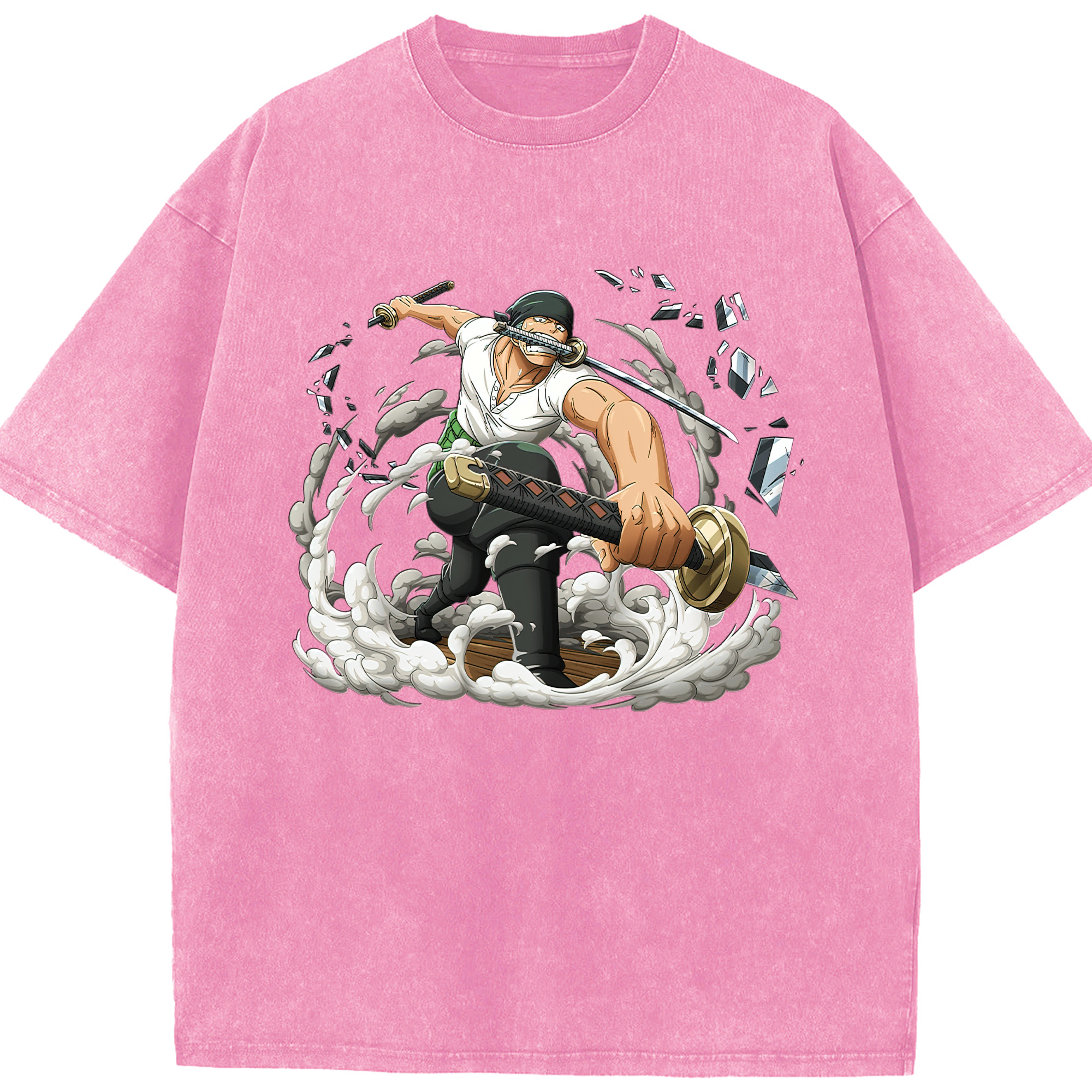 ワンピース ロロノア・ゾロ ONE PIECE Roronoa Zoro 綿100% ヴィンテージ風 半袖Tシャツ（フロントプリント）